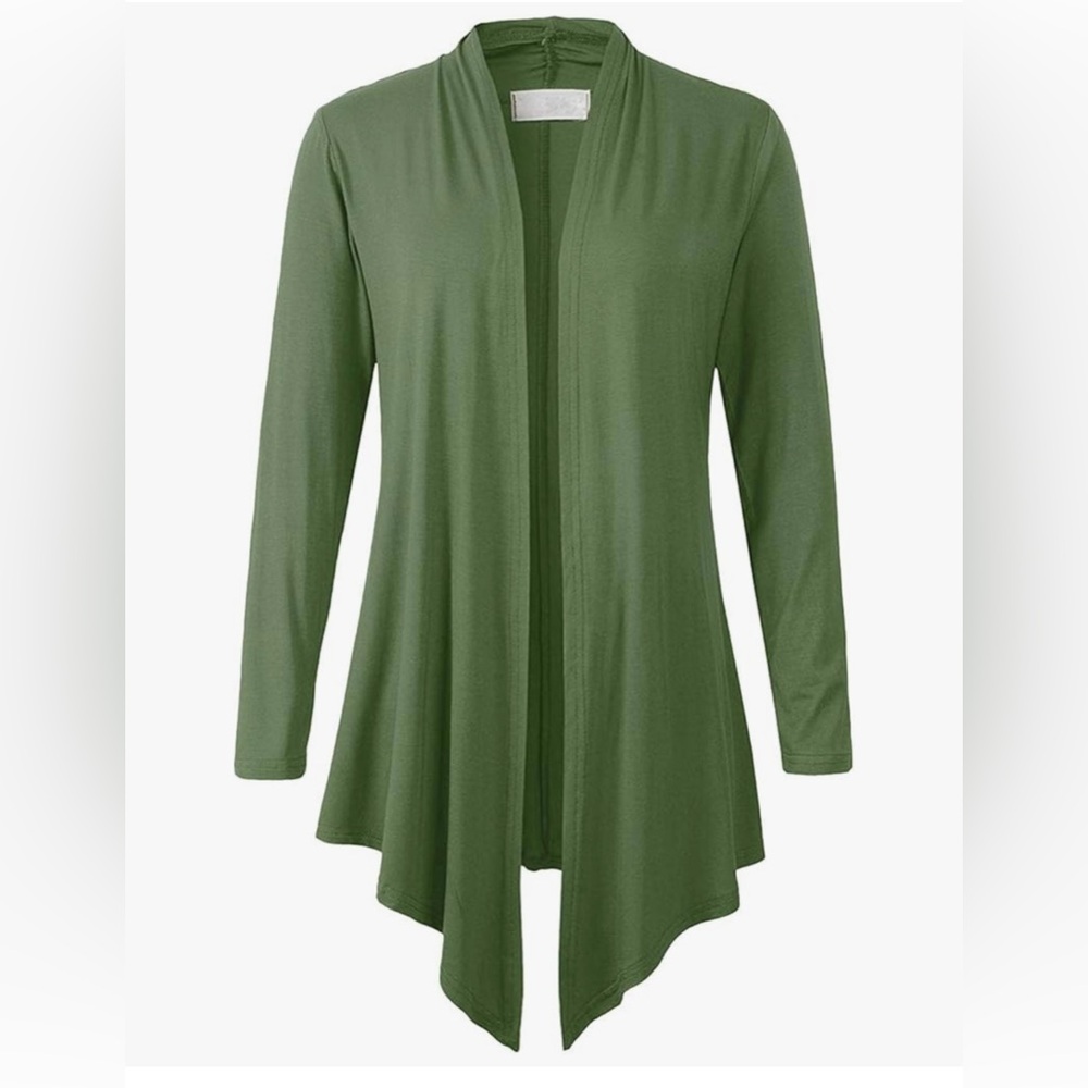 Green Open Front Cardigan